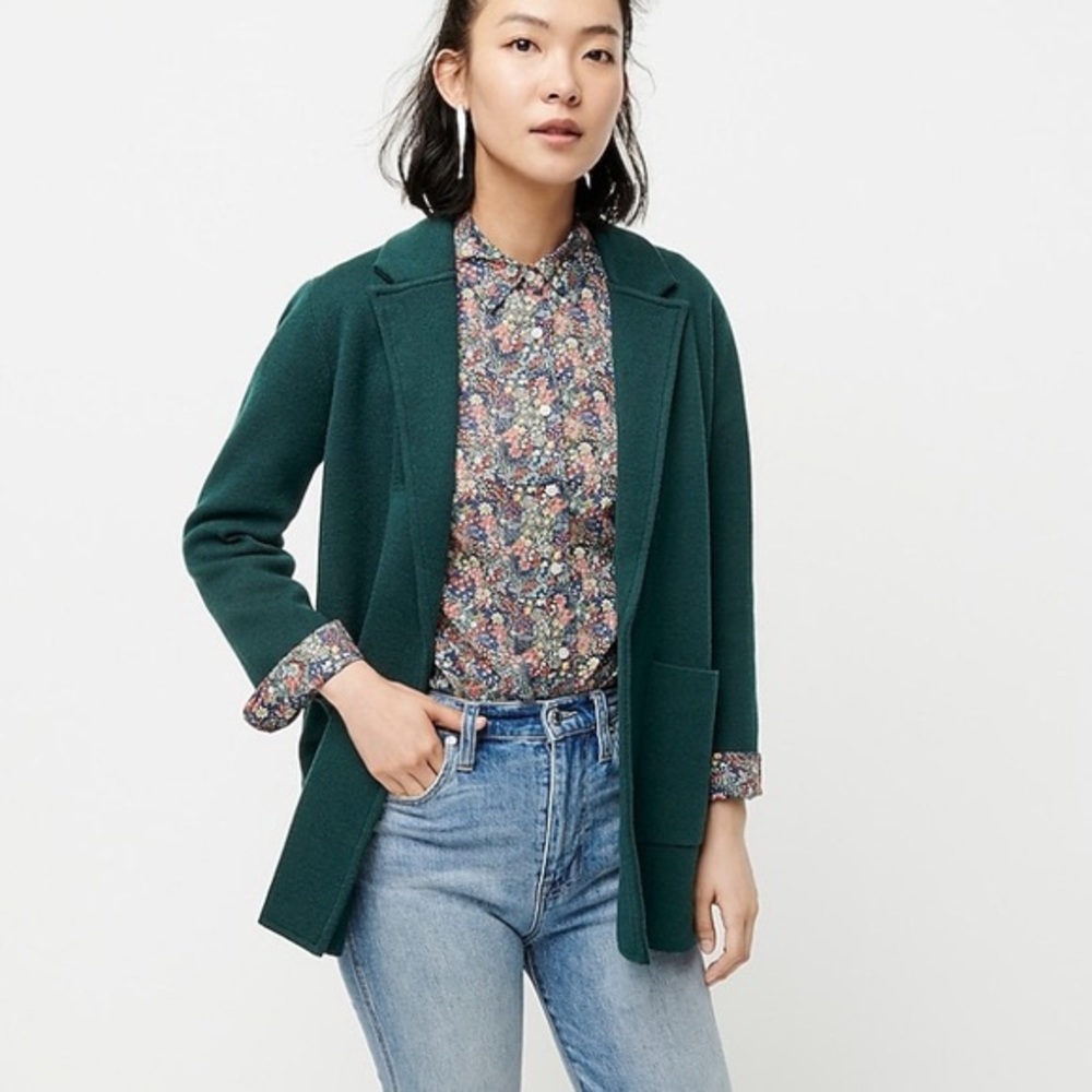 NWT JCrew Sophie Open Front Blazer Emerald
